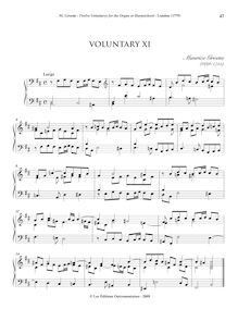Partition X, Voluntary en B minor, Twelve Voluntarys pour pour orgue ou clavecin
