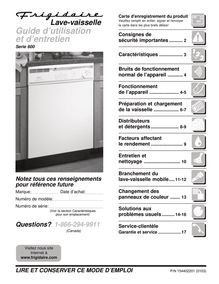 Notice Lave-vaisselle Frigidaire  FDB635RFS5