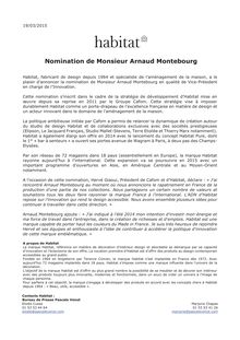 Habitat annonce la nomination d Arnaud Montebourg