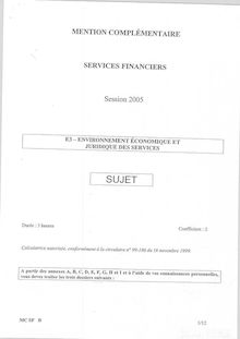 Environnement économique et juridique des services 2005 MC Services financiers