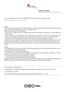 Les programmes du FORMA et l animation régionale - article ; n°1 ; vol.101, pg 51-56