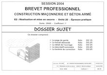 Réalisation et mise en oeuvre 2004 BP - Construction en maçonnerie et béton armé