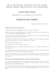 Chimie 2005 Concours FESIC