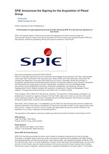 SPIE Announces the Signing for the Acquisition of Plexal Group