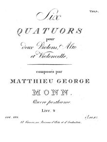 Partition Vol.2 viole de gambe, 6 corde quatuors, Monn, Georg Matthias