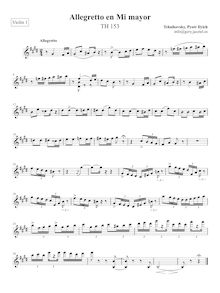 Partition violon 1, Allegretto, E major, Tchaikovsky, Pyotr