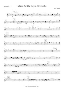 Partition cor 1, 2, 3 (F), Music pour pour Royal Fireworks, Fireworks Music