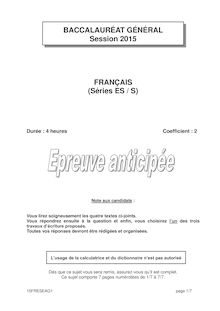 Bac 2015: sujet épreuve anticipée Français Bac S et Bac ES aux Antilles !