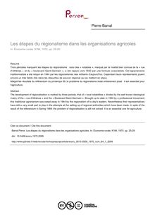 Les étapes du régionalisme dans les organisations agricoles - article ; n°1 ; vol.84, pg 25-29