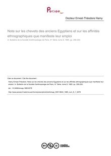 Note sur les chevets des anciens Egyptiens et sur les affinités ethnographiques que manifeste leur emploi - article ; n°1 ; vol.8, pg 290-293