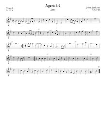 Partition ténor viole de gambe 2, octave aigu clef, Airs pour 4 violes de gambe par John Jenkins