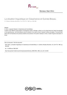 La situation linguistique en Casamance et Guinée-Bissau. - article ; n°79 ; vol.20, pg 369-386