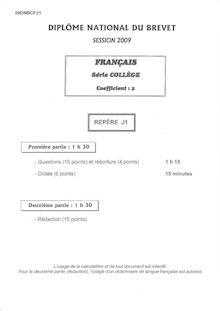 Français 2009 Brevet (filière générale)
