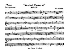 Partition ténor Saxophone, Admiral Farragut, C Major, Losey, Frank Hoyt