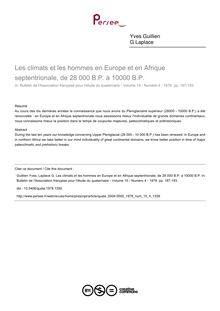 Les climats et les hommes en Europe et en Afrique septentrionale, de 28 000 B.P. à 10000 B.P. - article ; n°4 ; vol.15, pg 187-193