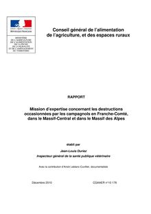 Mission d expertise concernant les destructions occasionnées par les campagnols en Franche-Comté, dans le Massif-Central et dans le Massif des Alpes