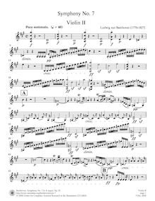 Partition violons II, Symphony No.7, A major, Beethoven, Ludwig van