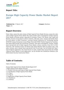 Europe High Capacity Power Banks Market Report 2017 