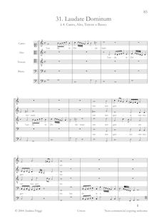 Partition Vocal et continuo score, Laudate Dominum à , Canto, Alto, ténor e Basso