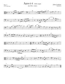 Partition viole de basse 1, clef en basse et en alto, Airs pour 4 violes de gambe avec orgue par John Jenkins