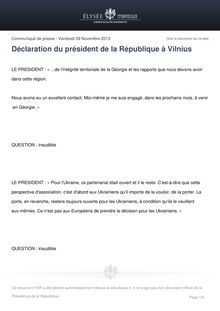 Déclaration du président de la République François Hollande à Vilnius (29/11/2013)