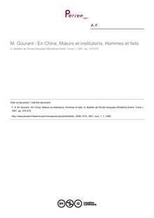 M. Gourant : En Chine, Mœurs et institutions, Hommes et faits - article ; n°1 ; vol.1, pg 374-375