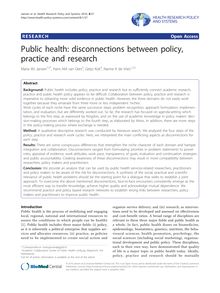 Public health: disconnections between policy, practice and research