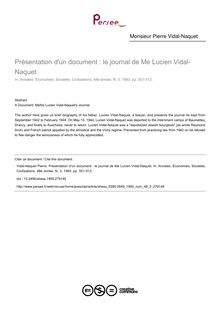 Présentation d un document : le journal de Me Lucien Vidal-Naquet - article ; n°3 ; vol.48, pg 501-512