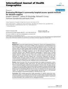 Evaluating Michigan s community hospital access: spatial methods for decision support