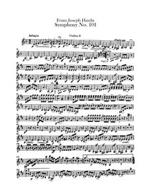 Partition violons II, Symphony No.101 en D major “pour Clock”, Sinfonia No.101 “Die Uhr”