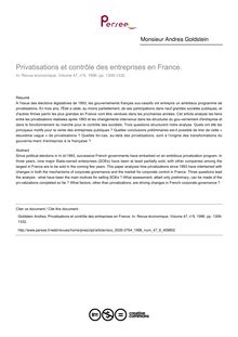 Privatisations et contrôle des entreprises en France.  - article ; n°6 ; vol.47, pg 1309-1332