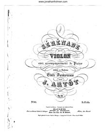 Partition de violon, Serenade, Artôt, Alexandre Joseph