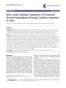 Nitric oxide synthase modulates CFA-induced thermal hyperalgesia through cytokine regulation in mice