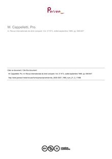 M. Cappelletti, Pro. - note biblio ; n°3 ; vol.21, pg 646-647