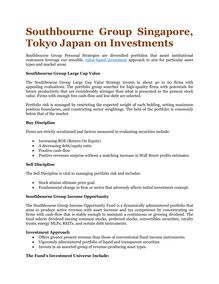 Southbourne Group Singapore, Tokyo Japan on Investments