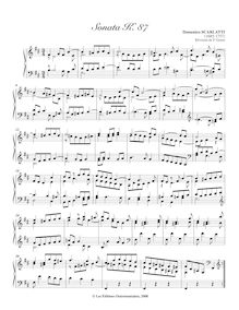 Partition Sonata K.87, 100 clavier sonates, Keyboard, Scarlatti, Domenico