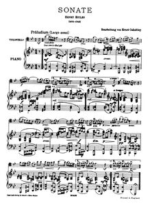 Partition de piano et partition de violoncelle, Sonata en G minor