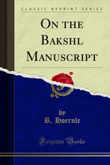 On the Bakshali Manuscript