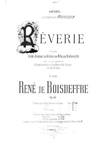 Partition de piano, Rêverie, Op.55, Boisdeffre, René de par René de Boisdeffre
