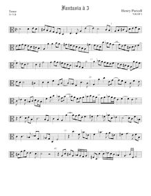 Partition ténor viole de gambe (alto clef), Fantazias et en Nomines par Henry Purcell