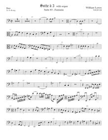 Partition viole de basse,  No.3 pour 3 violes de gambe et orgue