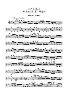 Partition violons I, II, Symphony, Wq.183/2 (H.664), E-flat major