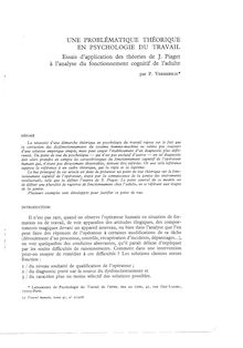 1978 Une problématique théorique en psychologie du travail -  Une ...