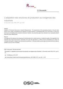 L adaptation des structures de production aux exigences des industriels - article ; n°1 ; vol.90, pg 61-67