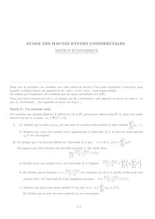 Mathématiques II 2004 Classe Prepa HEC (ECO) HEC