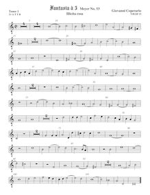 Partition ténor viole de gambe 2, octave aigu clef, Fantasia pour 5 violes de gambe, RC 36