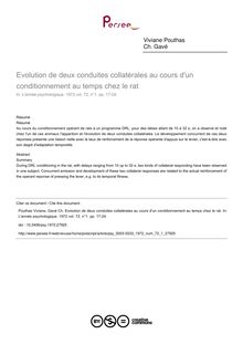 Evolution de deux conduites collatérales au cours d un conditionnement au temps chez le rat - article ; n°1 ; vol.72, pg 17-24
