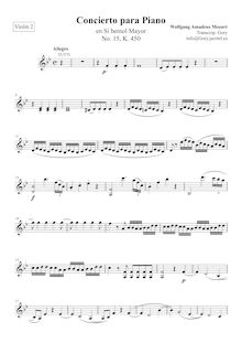 Partition violons II, Piano Concerto No.15, B♭ major, Mozart, Wolfgang Amadeus