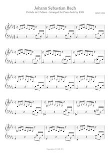 Partition complète, Prelude, Präludium, C minor, Bach, Johann Sebastian par Johann Sebastian Bach