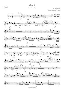 Partition flûte 2, March, D major, Mozart, Wolfgang Amadeus
